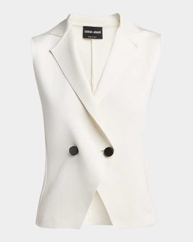 Silk Knit Single-Breasted Vest